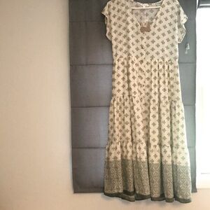 Blu Pepper tiered full button up dress with print